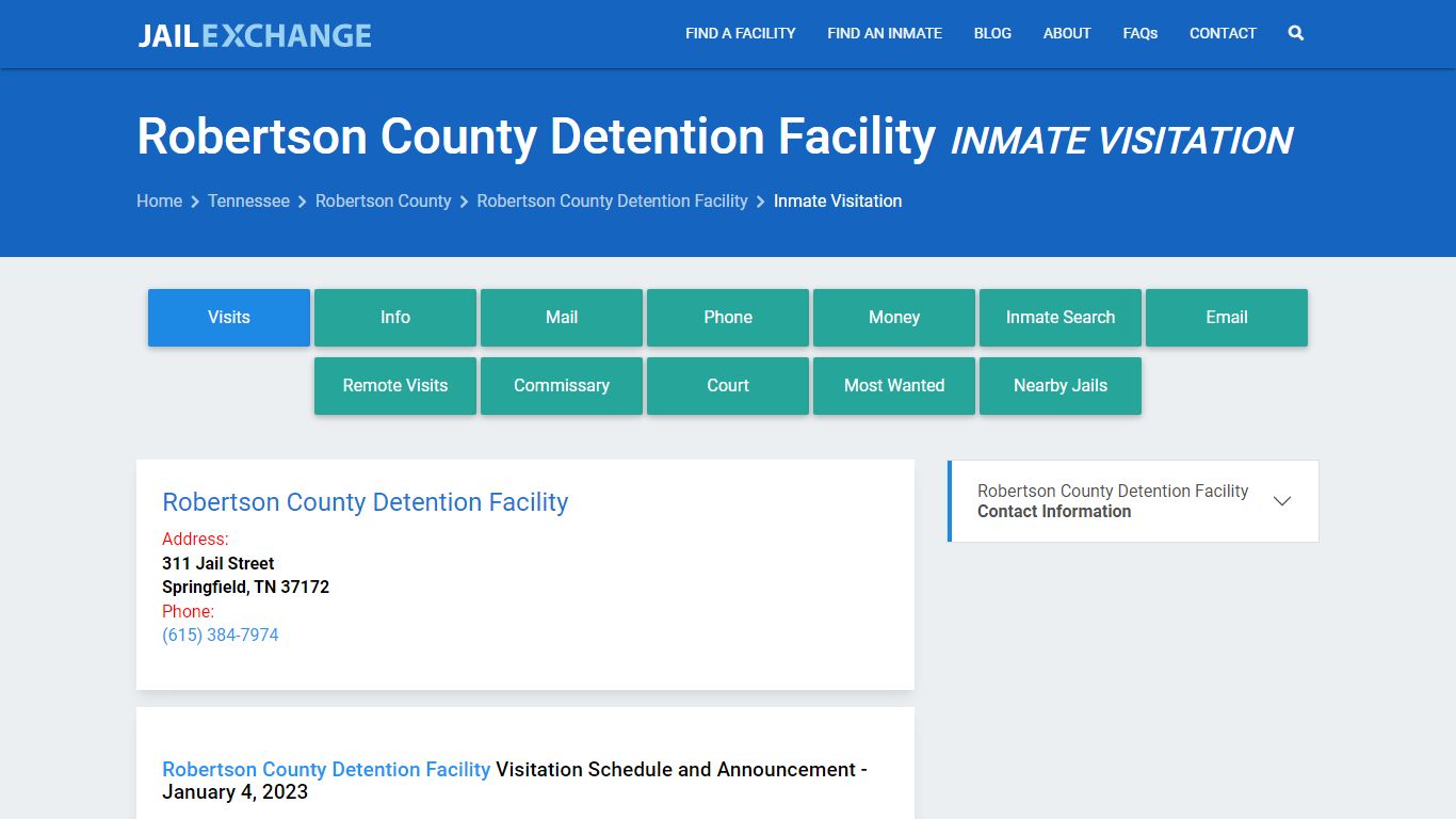 Inmate Visitation - Robertson County Detention Facility, TN - Jail Exchange